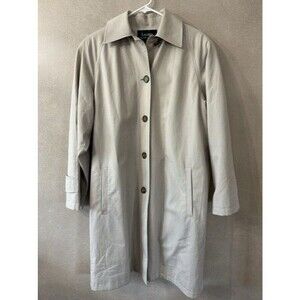 Vtg Lauren Ralph Lauren Beige Khaki Long Trench Mac Coat Nova Check Size S